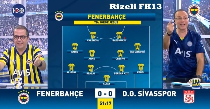 Fenerbahçe 1-0 Sivasspor FB TV GOL ANI VE KIRMIZI KART POZİSYONU