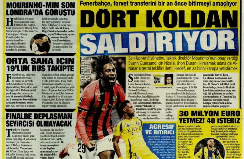 16 Haziran 2025 – Gazetelerde FENERBAHÇE
