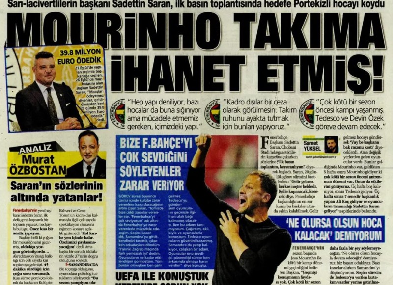 16 Ekim 2025 – Gazetelerde FENERBAHÇE