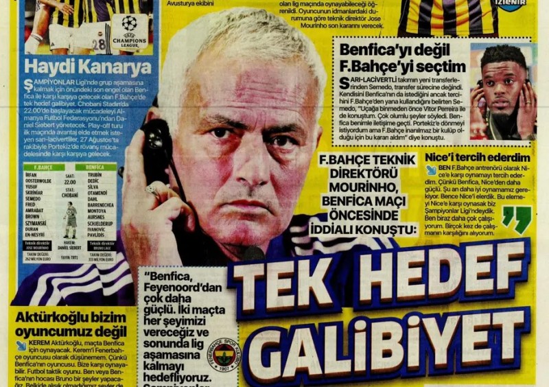 20 Ağustos 2025 – Gazetelerde FENERBAHÇE