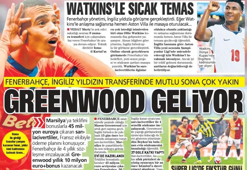 9 Temmuz 2026 – Gazetelerde FENERBAHÇE