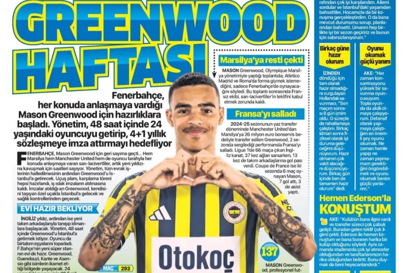 13 Temmuz 2026 – Gazetelerde FENERBAHÇE